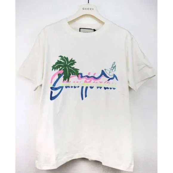 NWT Gucci Hawaii print T-shirt in white size M